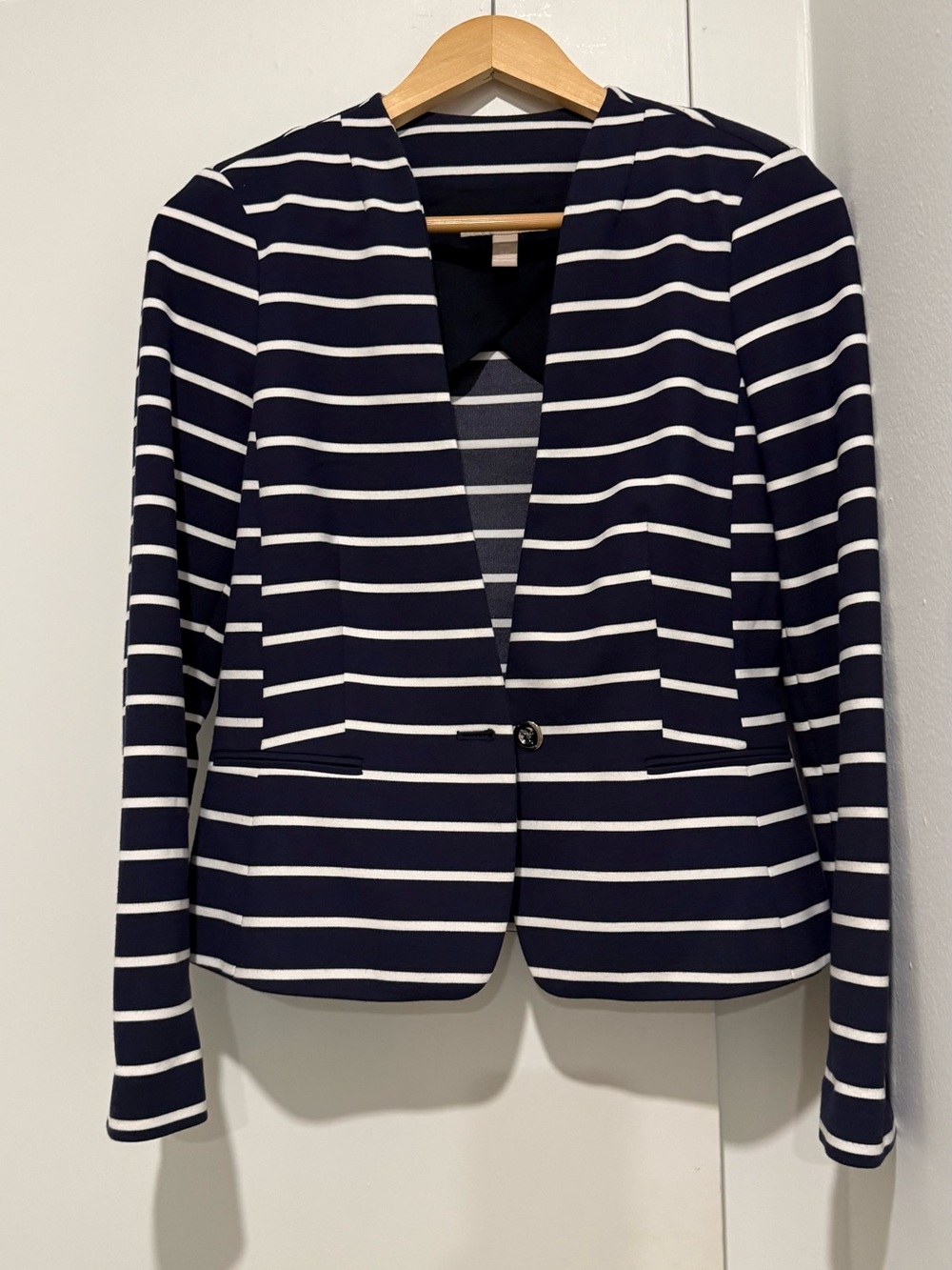 Banana Republic Navy and White Striped Women's Blazer